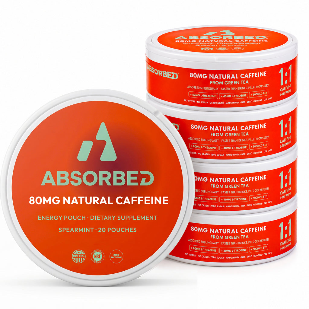 ABSORBED Caffeine Pouches | 80mg Natural Caffeine, Zero Nicotine | Spearmint
